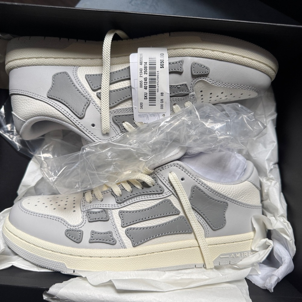 AMIRI Light Gray and Cream Sneakers